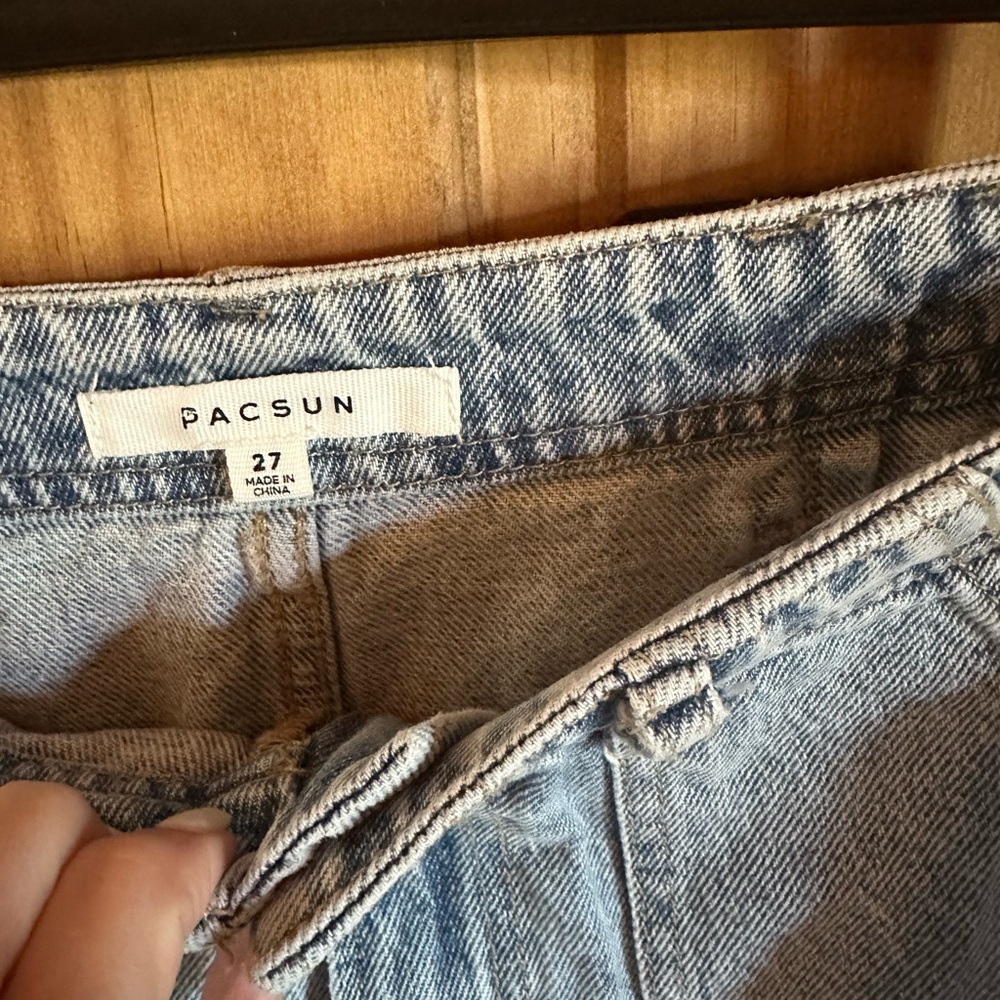 PacSun Light Blue Denim 90s Y2K Cargo Mini Skirt 100%cotton size 27 - Picture 4 of 7